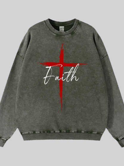 Faith Jesus God Christian Washed Sweatshirt