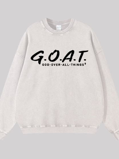 God Over All Things Jesus God Christian Washed Sweatshirt