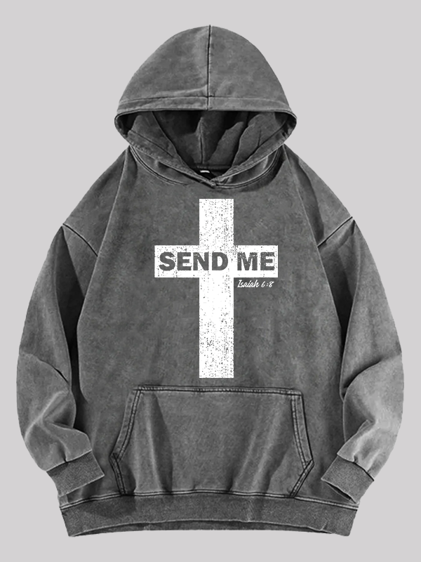 Send Me Isaiah 6:8 Jesus God Christian Washed Hoodie