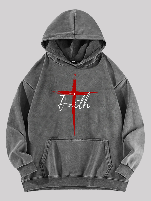 Faith Jesus God Christian Washed Hoodie