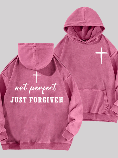 Not Perfect Just Forgiven Jesus God Christian Washed Hoodie