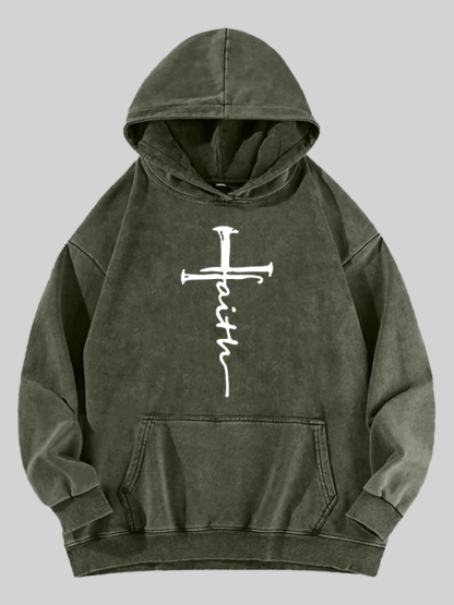 Cross  Jesus God Christian Washed Hoodie