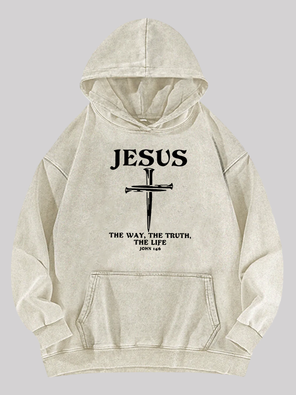Jesus The Way The Truth The Life Jesus God Christian Washed Hoodie