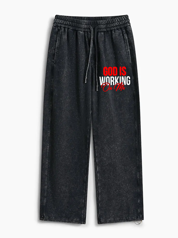 God Is Working On Me Jesus God Christian Washed Sweatpants