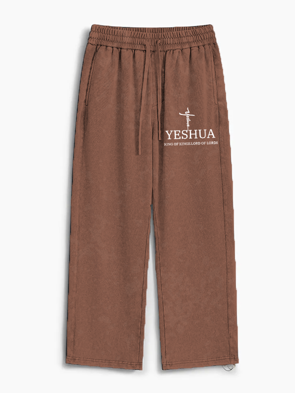 Yeshua King Of Kings Lord Of Lords  Jesus God Christian Washed Sweatpants