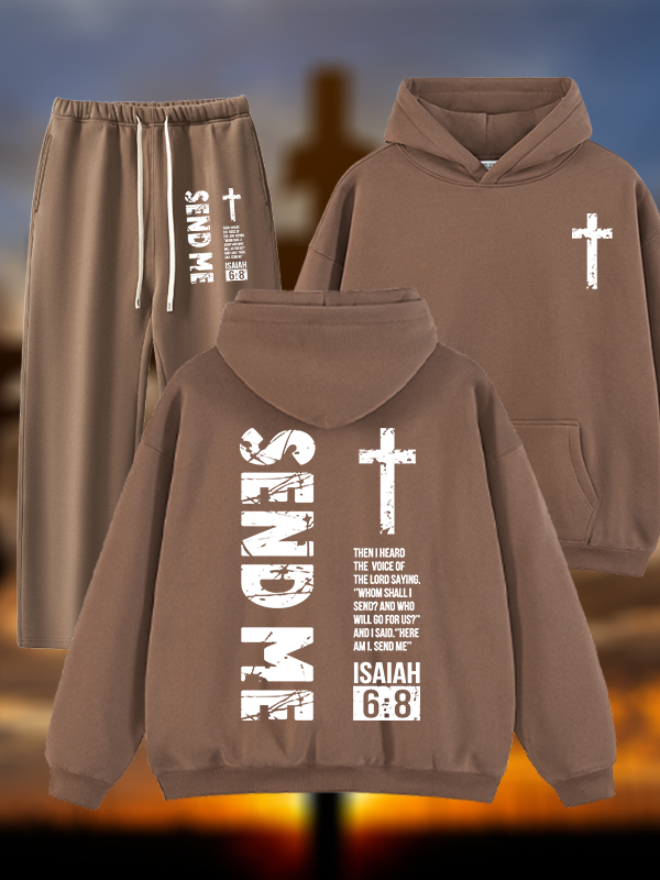 Send Me Isaiah 6:8 Jesus God Christian Plush Fleece-Lined Hoodie Set