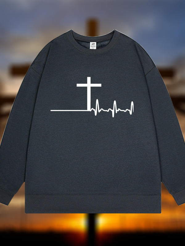 ECG Cross Jesus God Christian Sweatshirt