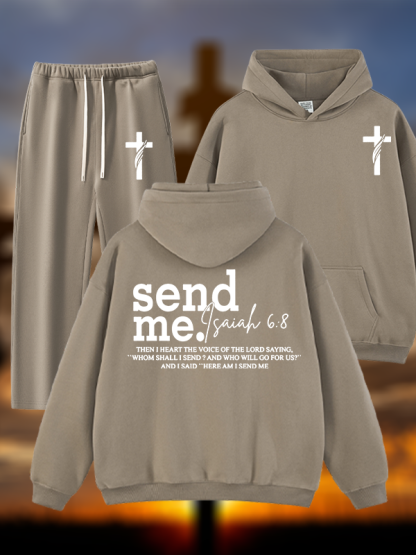 Send Me Isaiah 6:8 Jesus God Christian Plush Fleece-Lined Hoodie Set