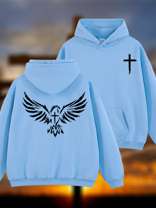 Wings Like Eagles Jesus God Christian Plush Fleece-Lined Hoodie