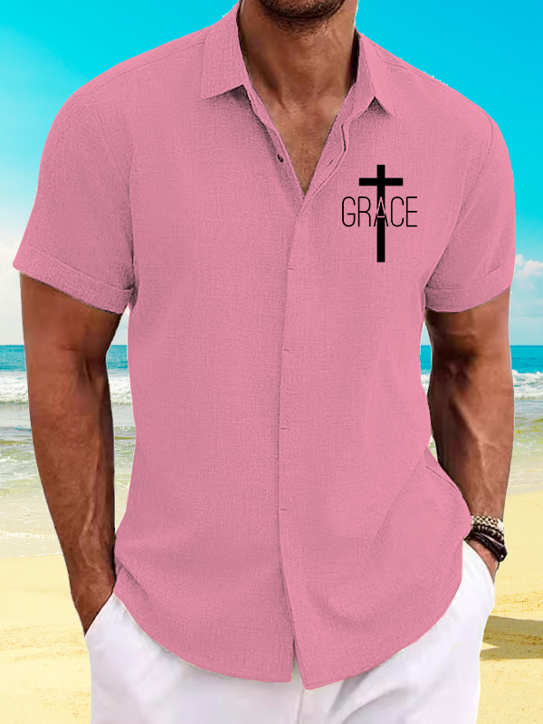 Grace Cross Jesus God Christian Short Sleeve Shirt