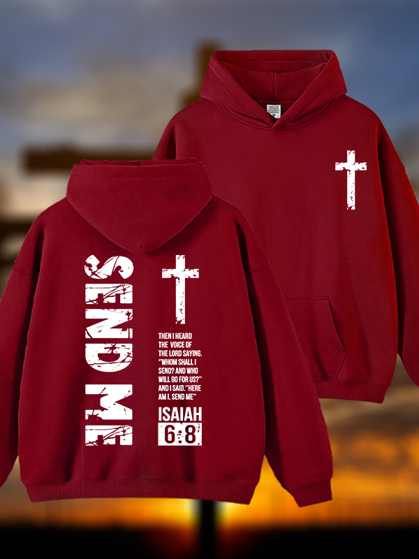 Send Me Isaiah 6:8 Jesus God Christian Plush Fleece-Lined Hoodie