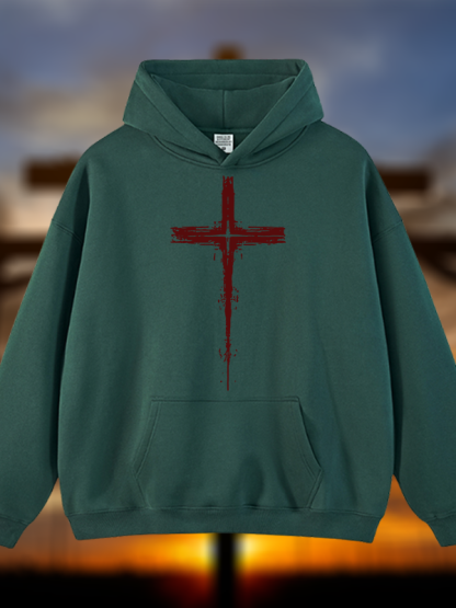 Light of Cross Jesus God Christian Plush Fleece-Lined Hoodie