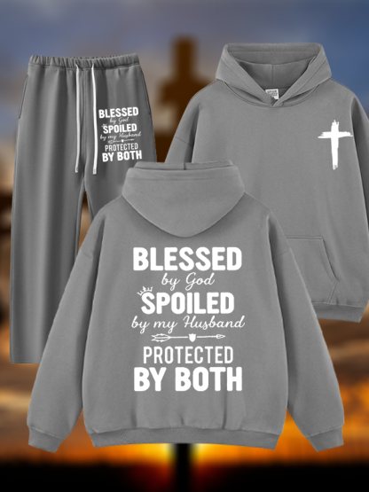 God Bless Jesus God Christian Plush Fleece-Lined Hoodie Set