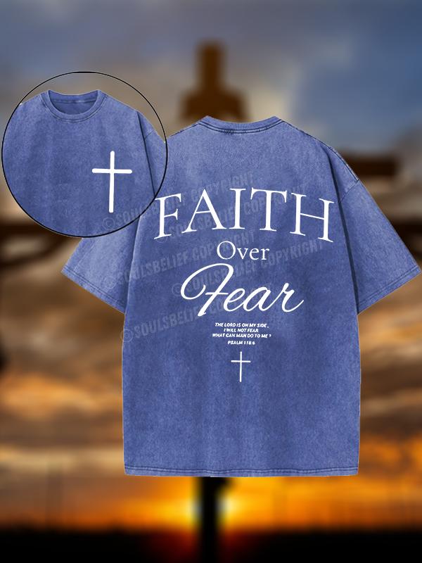 Faith Over Fear Christian Washed T-Shirt