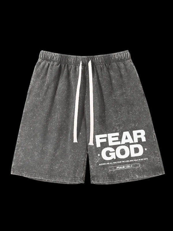 Fear God Jesus God Christian Washed Shorts