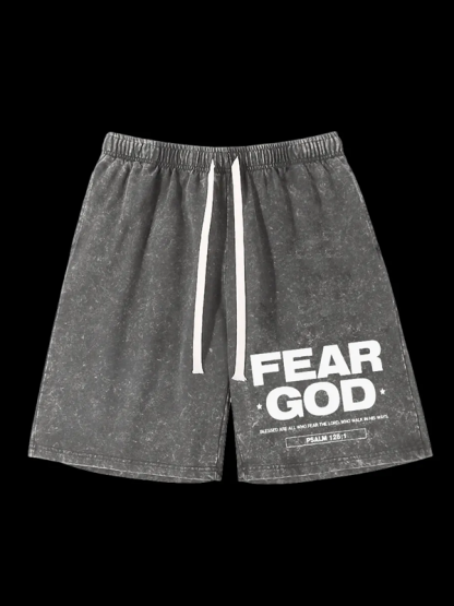 Fear God Jesus God Christian Washed Shorts
