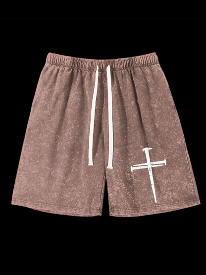 Iron Faith Jesus God Christian Washed Shorts