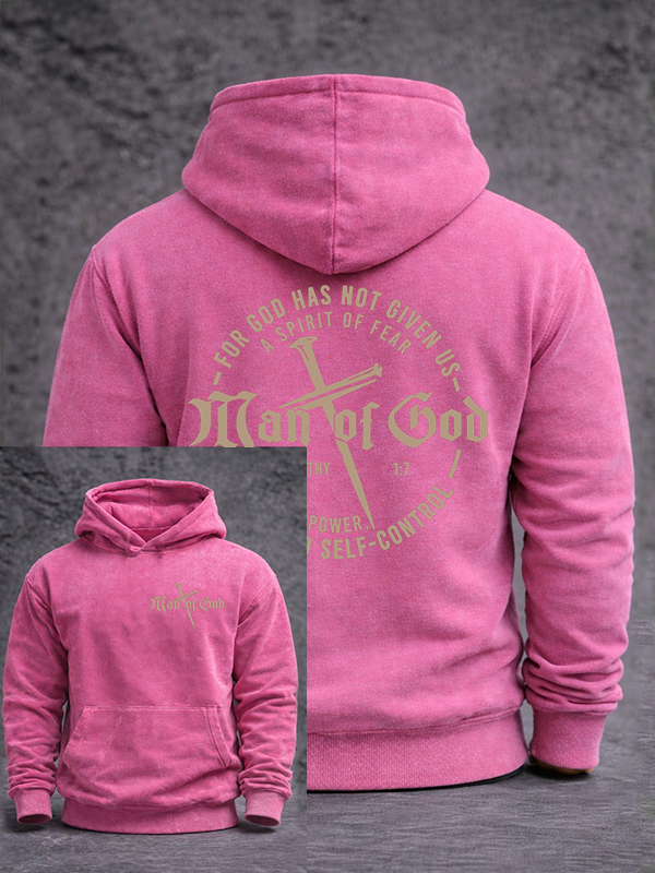Man of God Jesus God Christian Washed Hoodie