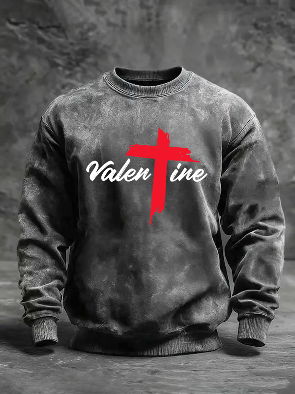 Valentine  Jesus God Christian Washed Sweatshirt