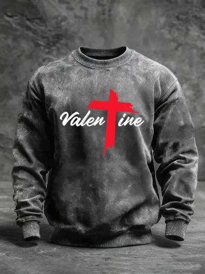 Valentine  Jesus God Christian Washed Sweatshirt