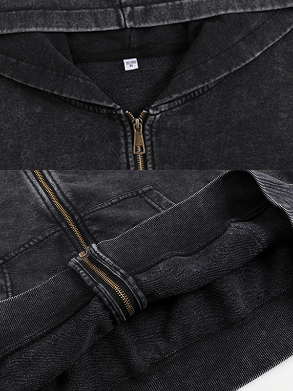 Cross Jesus God Christian Washed Zip-Up Hoodie