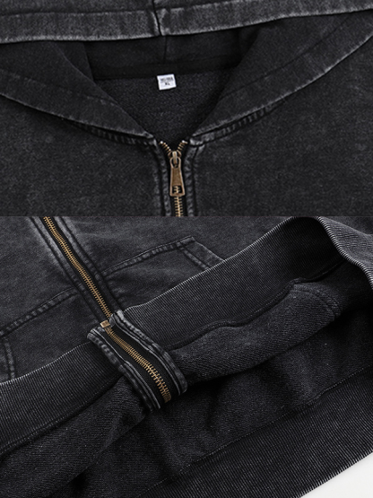 Cross Jesus God Christian Washed Zip-Up Hoodie