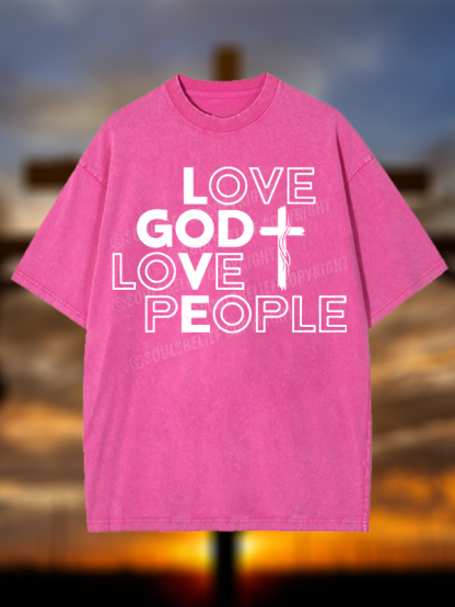 Love God Love People Christian Washed T-Shirt