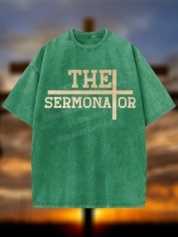 The Sermonator Christian Washed T-Shirt
