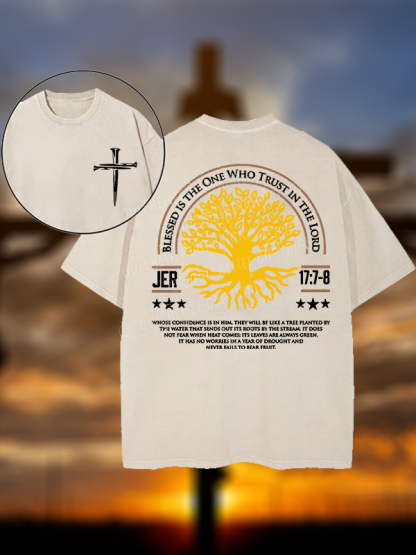 Blessed Is The One Who Trust In The Lord Jesus God Christian Washed T-Shirt