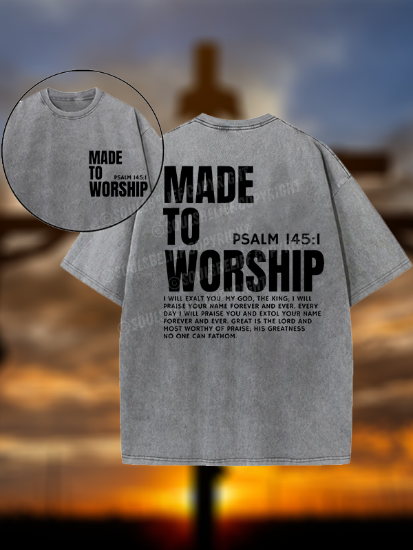 Made To Worship Jesus God Christian Washed T-Shirt