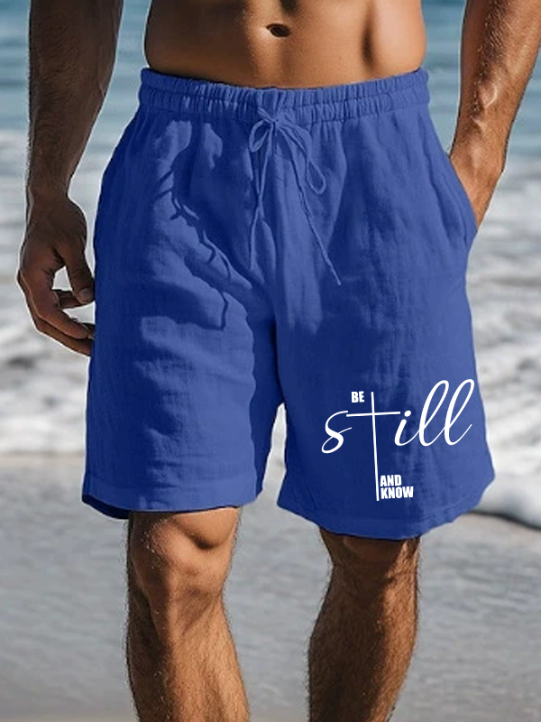 Men's Be Still And Know Cross Christian Beach Shorts