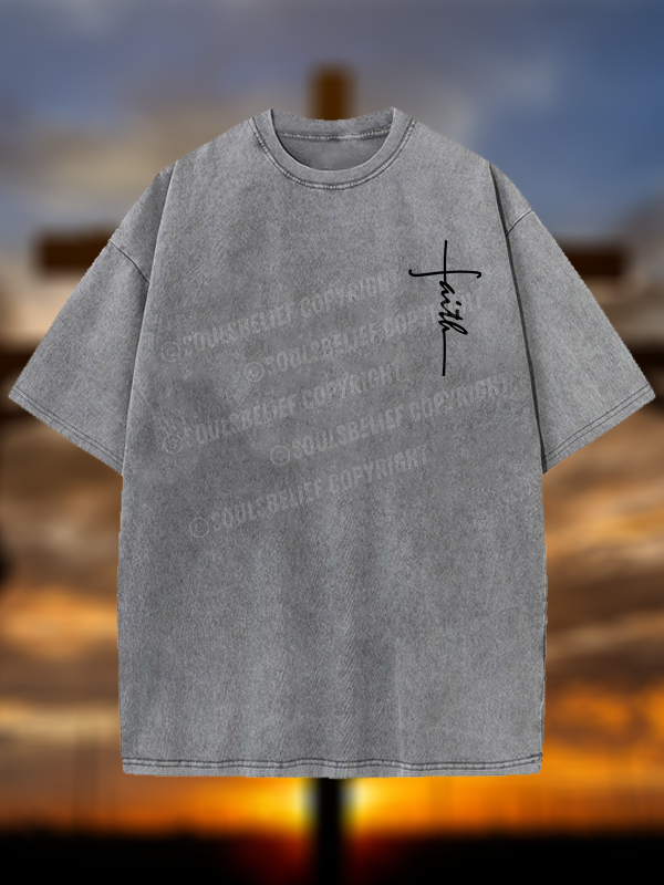 Faith Jesus God Christian Washed T-Shirt