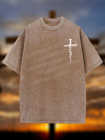 Cross Jesus God Christian Washed T-Shirt