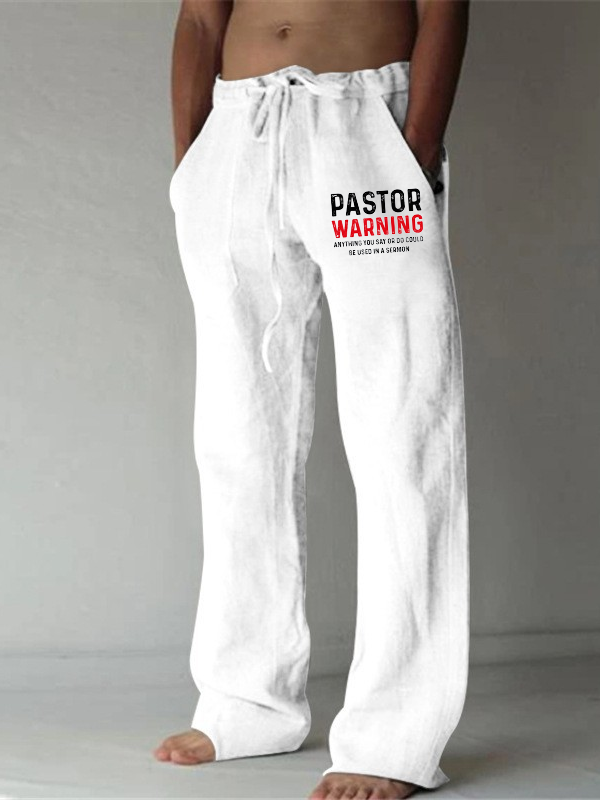 Pastor Warning Anything You Say or Do Could Be Used in a Sermon Christian Beach Pants