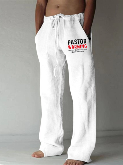 Pastor Warning Anything You Say or Do Could Be Used in a Sermon Christian Beach Pants