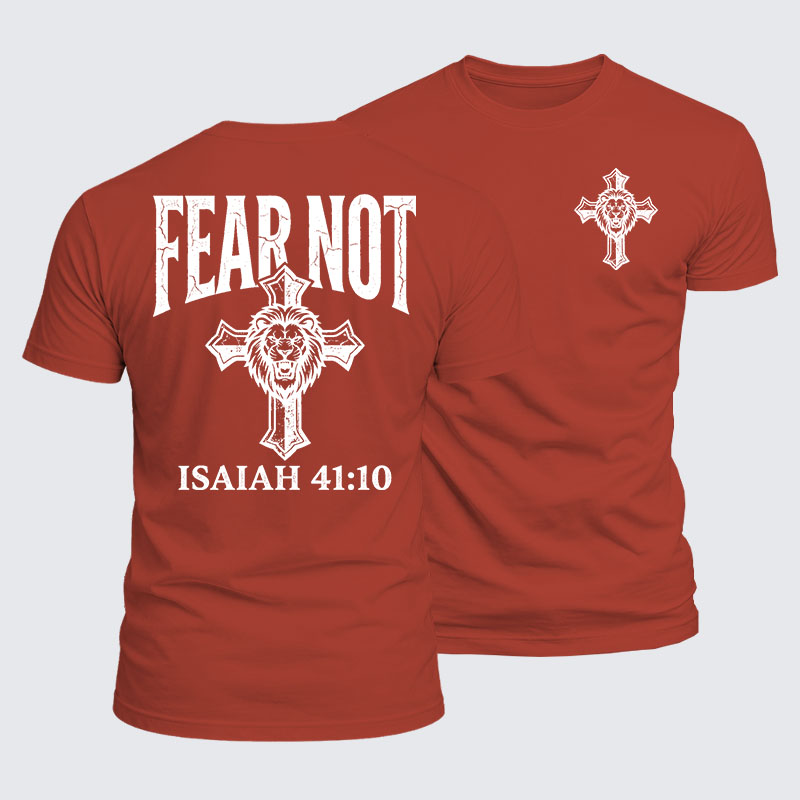 Fear Not Isaiah 41:10 Jesus God Christian  – Luxe Mercerized Interlock Cotton Tee