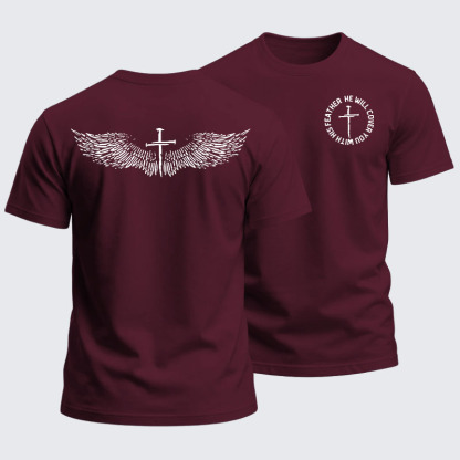 Heavyweight Cotton Tee -  He Will Cover You With His Feather