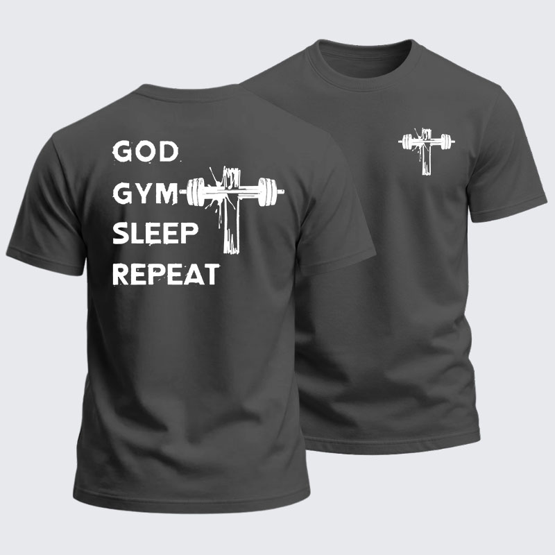 Heavyweight Cotton Tee -God Gym Sleep Repeat