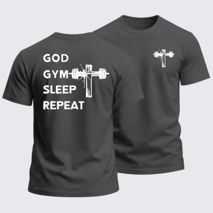 Heavyweight Cotton Tee -God Gym Sleep Repeat