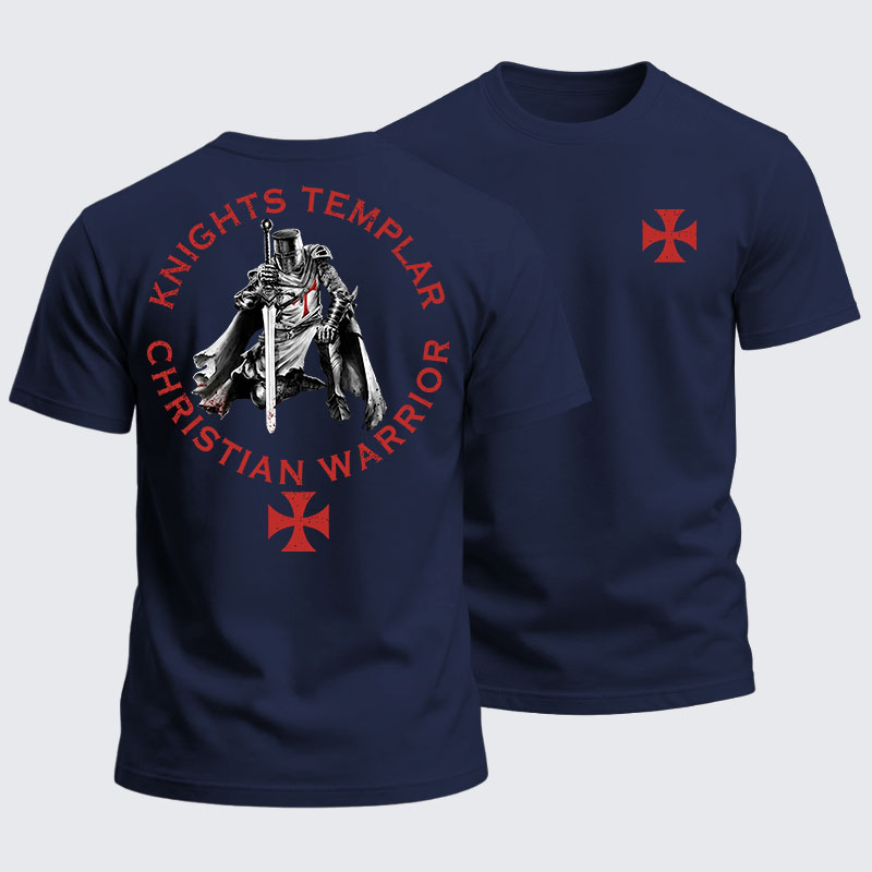 Heavyweight Cotton Tee - Knights Templar Templar Cross Crusader Knight