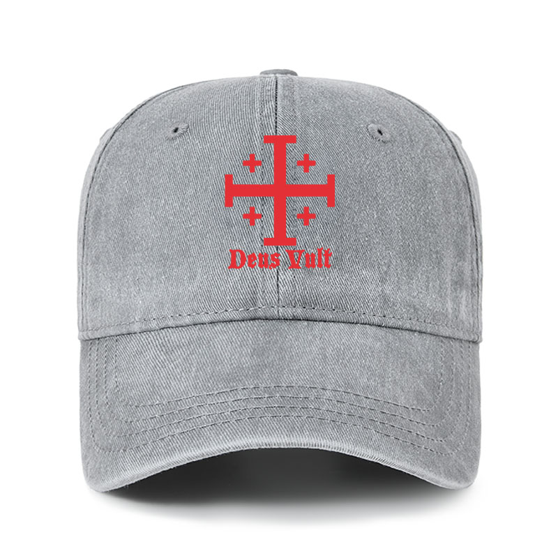 Heritage Washed Cap - Jerusalem Cross Deus Vult