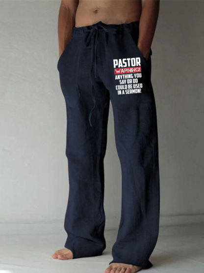 Men's Pastor Warning Anything You Say Or Do Could Be Used In A Sermon Christian Beach Pants