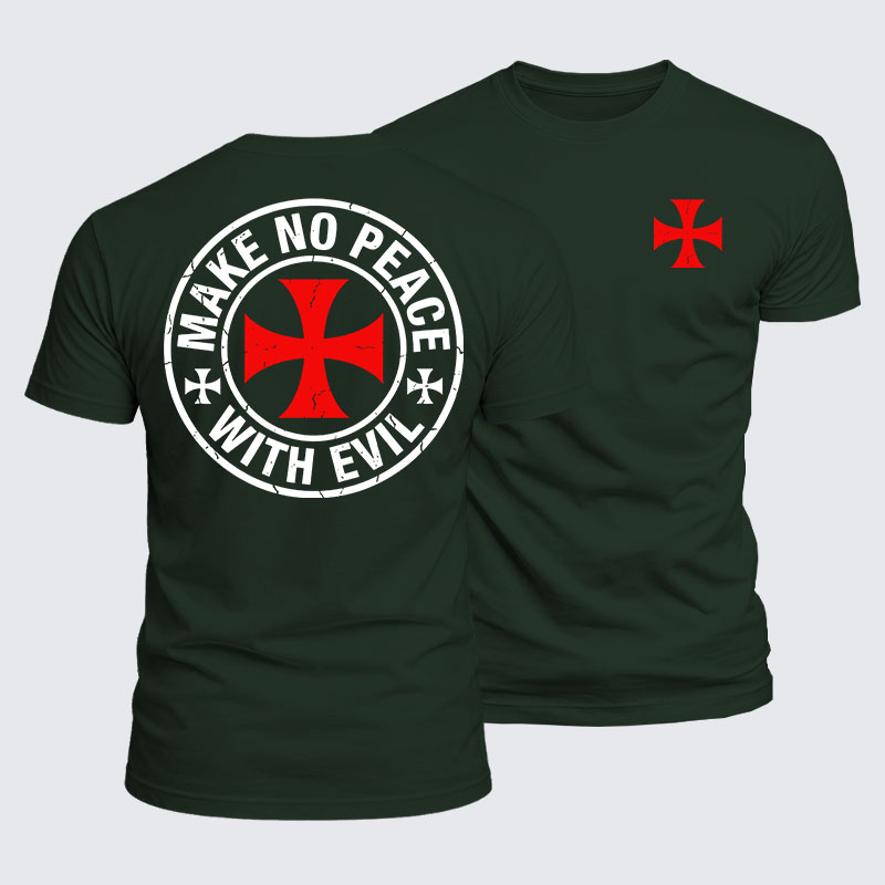 Luxe Mercerized Cotton Tee - Make No Peace with Evil Knight Templar Cross