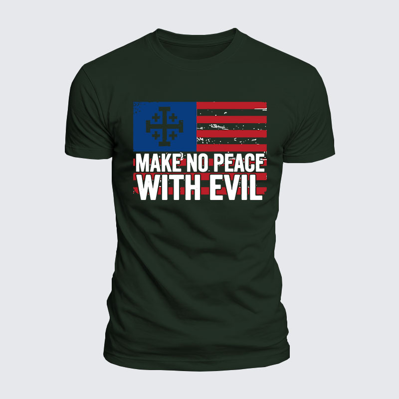 Luxe Mercerized Cotton Tee - Make No Peace with Evil Jerusalem Cross United States Flag 
