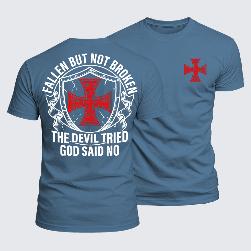 Luxe Mercerized Cotton Tee - Fallen But Not Broken The Devil Tried God Said No