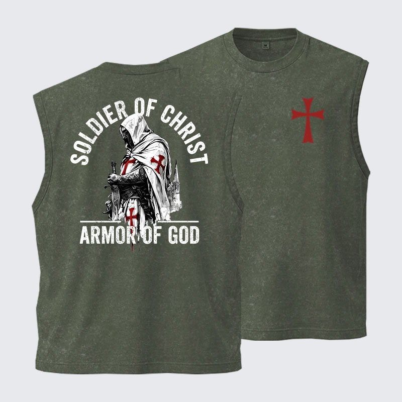 Washed Tank Top -  Soldier of Christ Armor Of God Crusader Spirit