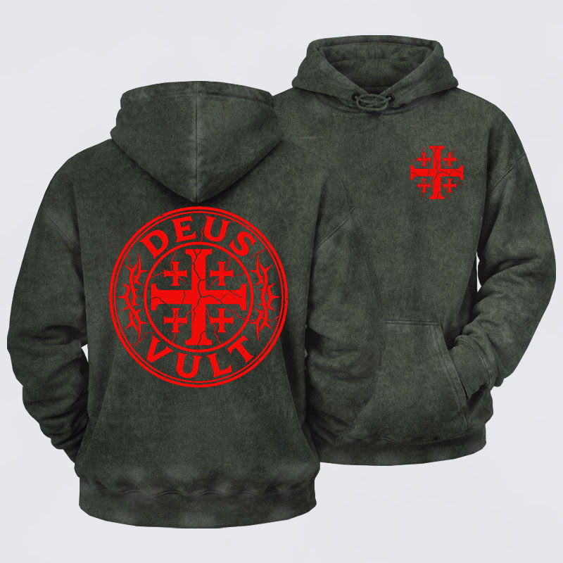 Washed Hoodie - Deus Vult