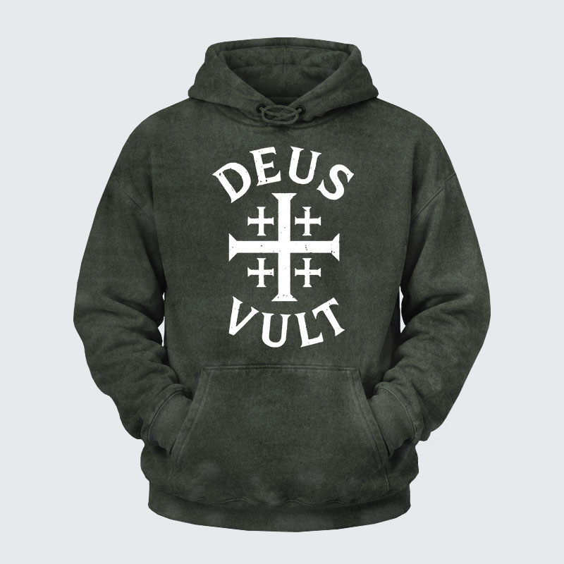 Washed Hoodie - Deus Vult