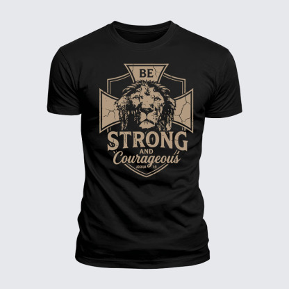 Luxe Mercerized Cotton Tee - Be Strong And Courageous Lion Joshua 1:9