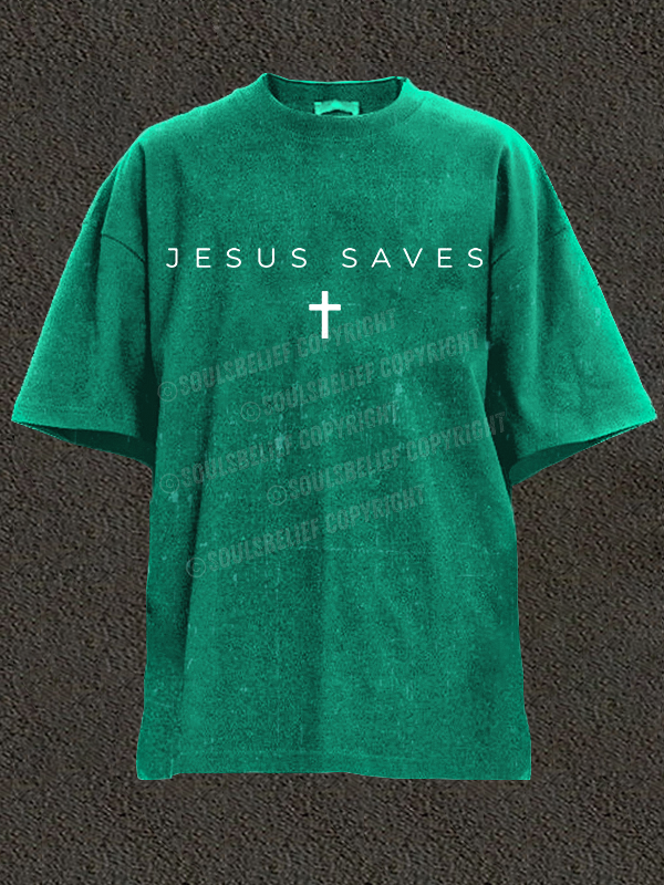 Jesus Saves Christian Washed T-Shirt